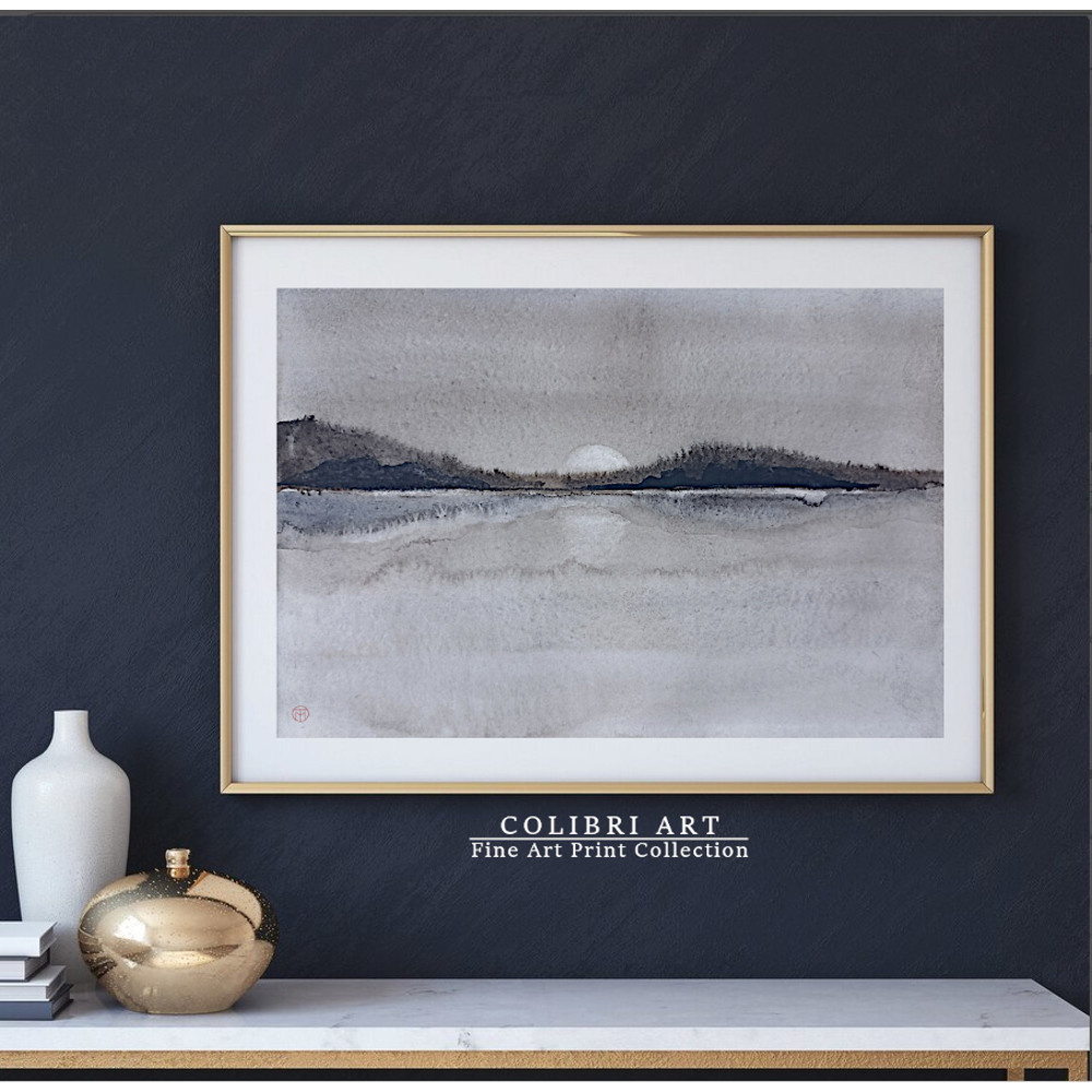 Neutral Art Print Mountain Digital Art Moon 2 N14.jpg