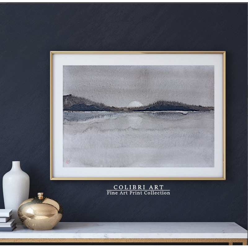 Neutral Art Print Mountain Digital Art Moon 2 N14.jpg