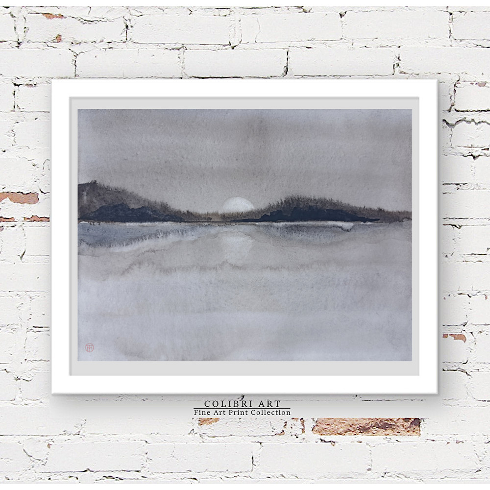 Neutral Art Print Mountain Digital Art Moon 4 N14.jpg