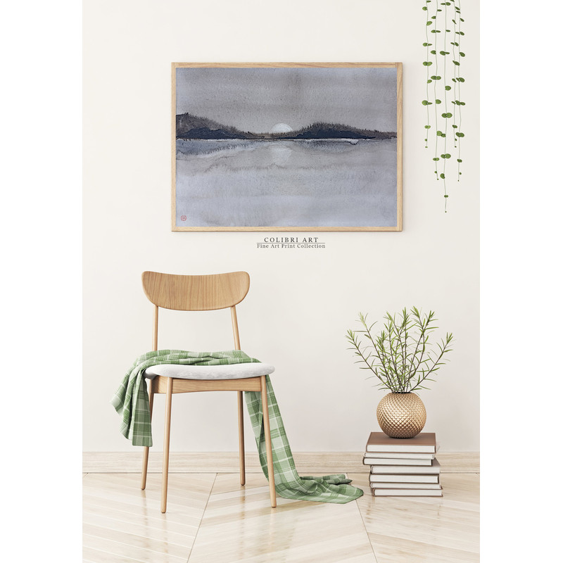 Neutral Art Print Mountain Digital Art Moon 5 N14.jpg