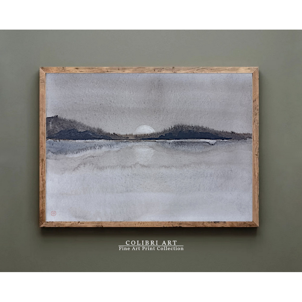 Neutral Art Print Mountain Digital Art Moon 6 N14.jpg