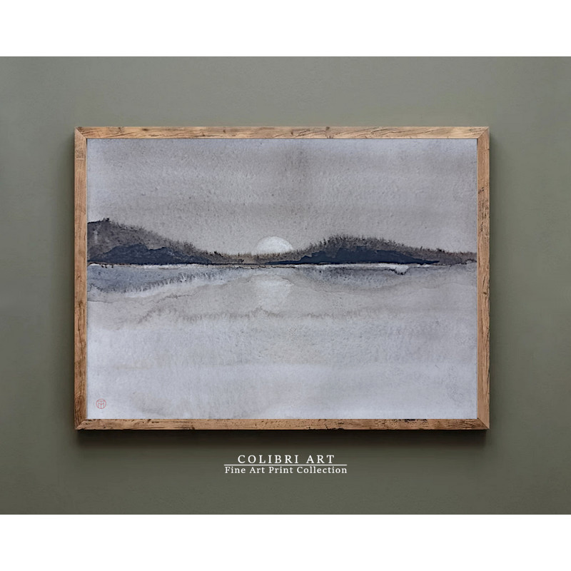 Neutral Art Print Mountain Digital Art Moon 6 N14.jpg