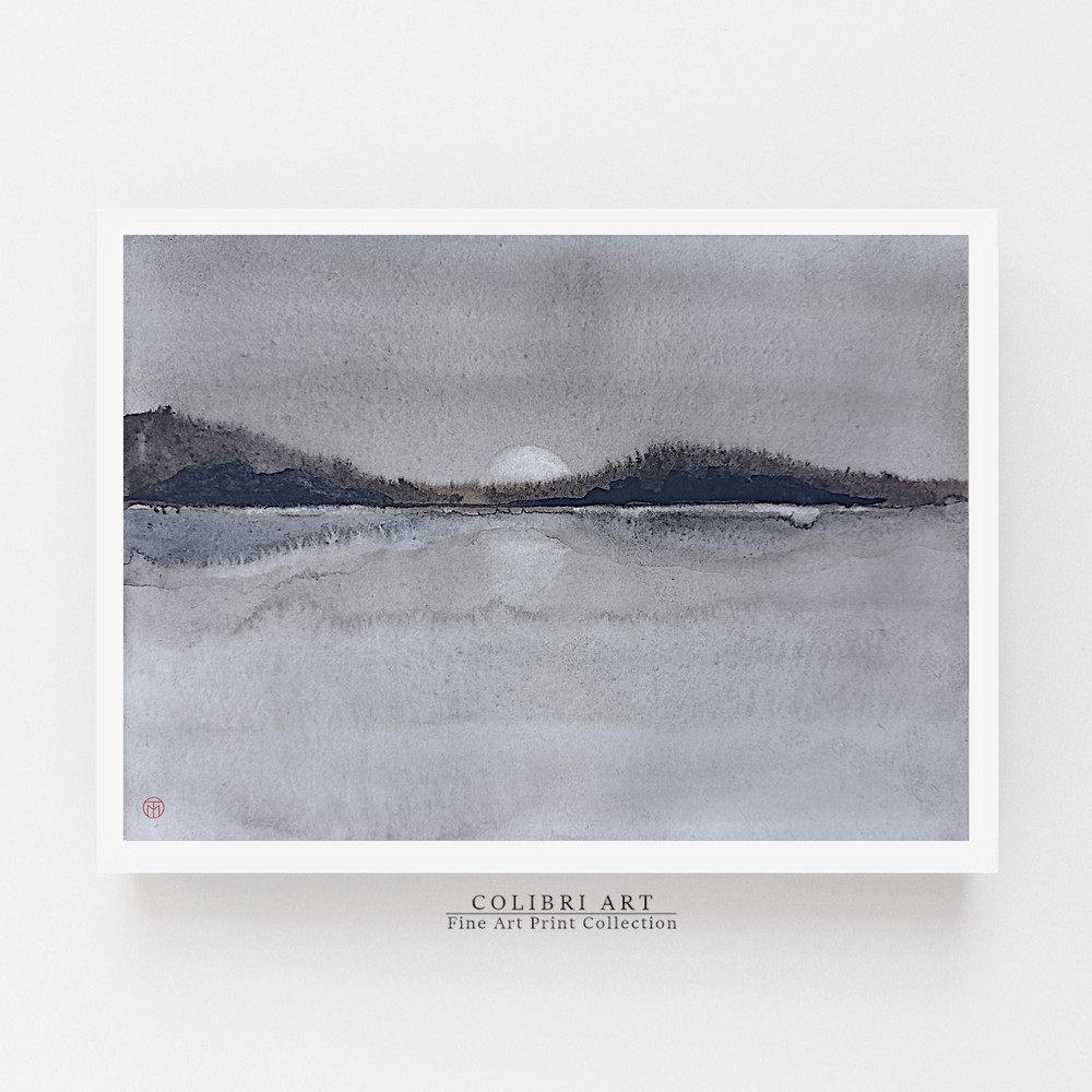 Neutral Art Print Mountain Digital Art Moon 7 N14.jpg