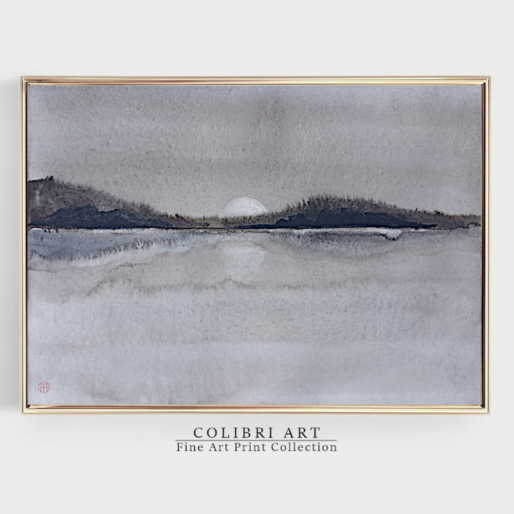 Neutral Art Print Mountain Digital Art Moon 1 N14.jpg