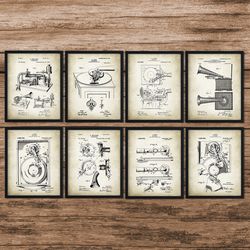 Gramophone Patent Print Set of 8,DJ Gift, Music Room Decor,Gramophone Poster,Musician Gift, Gramophone Poster