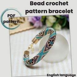 PDF pattern green bead crochet bracelet, Bead crochet rope pattern, Bracelet pattern