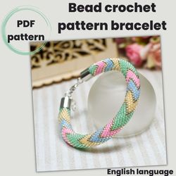 PDF bead crochet pattern, Bead crochet colorful bracelet pattern, Rope bead crochet pattern, Seed beads bracelet pattern