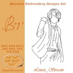 Boy 1 RW Machine embroidery design in 8 formats