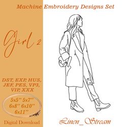 Girl 2 RW Machine embroidery design in 8 formats and 5 sizes