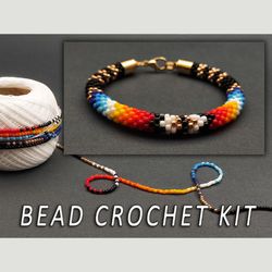 DIY kit ethnic style bracelet, Hand bead crochet kit, Beading kit bracelet