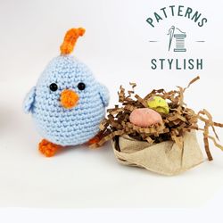 Make your own adorable blue chicken amigurumi using this simple crochet pattern