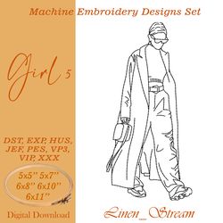 Girl 5 Machine embroidery design in 8 formats and 5 sizes