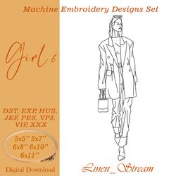 Girl 6 RW Machine embroidery design in 8 formats and 5 sizes