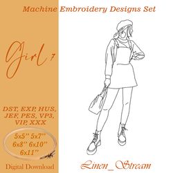 Girl 7 RW Machine embroidery design in 8 formats and 5 sizes