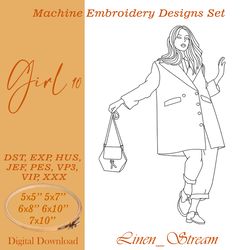 Girl 10, RW Machine embroidery design in 8 formats and 5 sizes