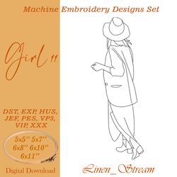 Girl 11 RW Machine embroidery design in 8 formats and 5 sizes