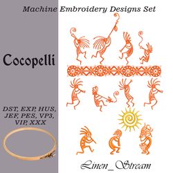 Cocopelli Set Machine embroidery design in 8 formats