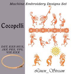 cocopelli set machine embroidery design in 8 formats