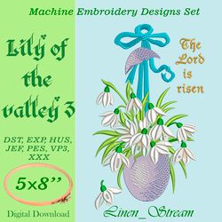 Lily of the valley 3 Machine embroidery design in 8 formats and 1 sizes