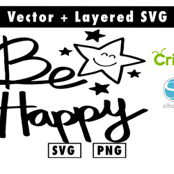 be happy svg & png files for cricut machine , anime svg , manga svg , goku svg
