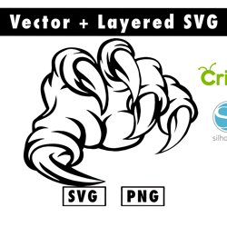 griffe main monstre serres svg & png files for cricut machine , anime svg , manga svg , goku svg