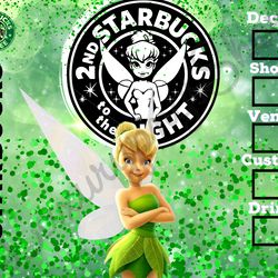 TinkerBell Starbucks Tumbler Wrap Background PNG Instant Download