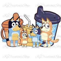 Bluey Cups Family 2 for 1 Pngs FILES