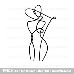 Fashion lady Linear drawing Sublimation design Clipart Print template