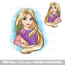 Princess Rapunzel 2 Png files Clipart Sublimation design Print template