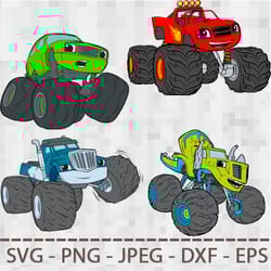monster machines blaze crusher pickle zeg svg png jpeg digital cut vector files for silhouette studio cricut design