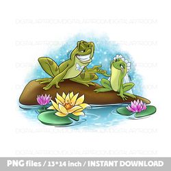Princess Frog and prince 1 Png Sublimation design Clipart