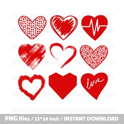 Red Hearts Png file Sublimation design Clipart Print template