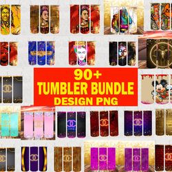 90 Tumbler Logo Brand Bundle Design Png, Fashion Tumbler Wrap, Sublimation Designs Downloads