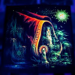 Shamanic tapestry Festival decor "Trilogy Episode III.The Spirit Of Water" Trippy art Black light backdrop Poster
