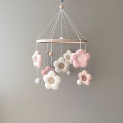 Flowers baby mobile in the crib, baby mobile with flowers , gift for baby shower, nursery decor, girl baby mobile