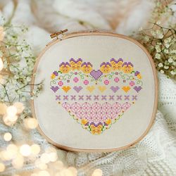 Love Cross Stitch Pattern Heart Cross Stitch Pattern Flowers Cross Stitch Pattern Spring Cross Stitch Pattern PDF