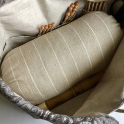 Linen project bag for Bobbin lace makinf knitting macrame