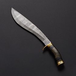 KUKRI Knife, custom handmade Damascus steel fancy kukri knife with leather sheath gift knife handmade knife mk3656m