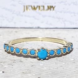 Turquoise Ring - December Birthstone - Sleeping Beauty Turquoise - Gold Ring - Tiny Ring - Simple Ring - Stacking Ring