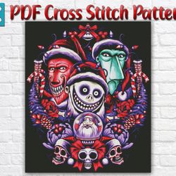 Nightmare Before Christmas Cross Stitch Pattern / Halloween Cross Stitch Pattern / Jack And Sally PDF Cross Stitch Chart