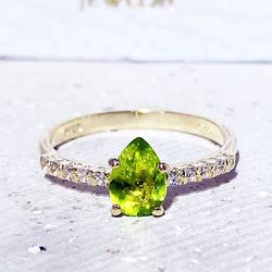 Peridot Ring - Gold Ring - Stacking Ring - August Birthstone - Dainty Ring - Tiny Ring - Delicate Ring - Engagement Ring