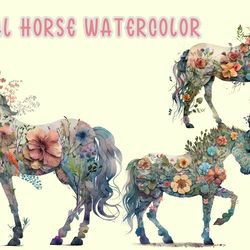floral horse watercolor