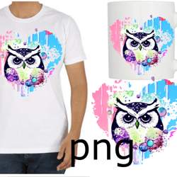 Sublimation of a beautiful owl with a heart and planets-1