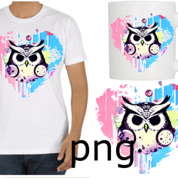 Sublimation of a beautiful owl with a heart and planets-2