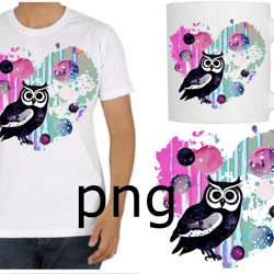 Sublimation of a beautiful owl with a heart and planets-4