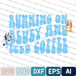running on blue dog & coffee svg