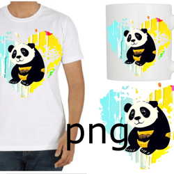 Sublimation of a beautiful bear on the background of a panda heart