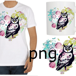 sublimation of a beautiful owl on the background of a heart