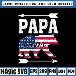 papa bear american flag 4th of july png, father's day gift dad png, papa bear png, father's day, digital download