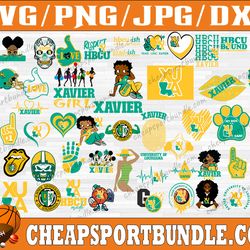 bundle 56 files xavier university football team svg, xavier university svg,  hbcu team svg, mega bundle, designs, cricut